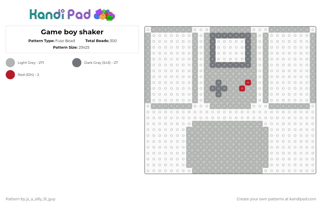 Game boy shaker - Fuse Bead Pattern by js_a_silly_lil_guy on Kandi Pad - beige,game boy,games