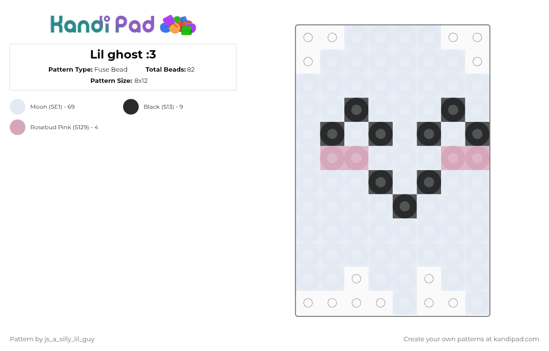 Lil ghost :3 - Fuse Bead Pattern by js_a_silly_lil_guy on Kandi Pad - white