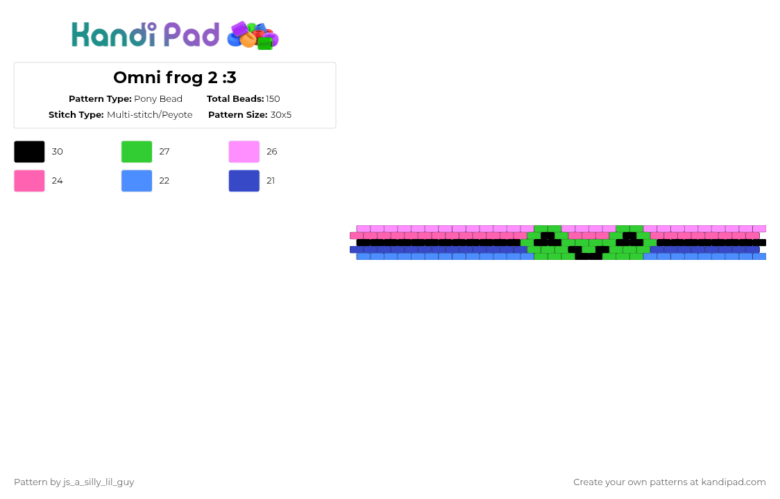 Omni frog 2 :3 - Pony Bead Pattern by js_a_silly_lil_guy on Kandi Pad - pink,omnisexual,omniromantic,frog,pride,payote