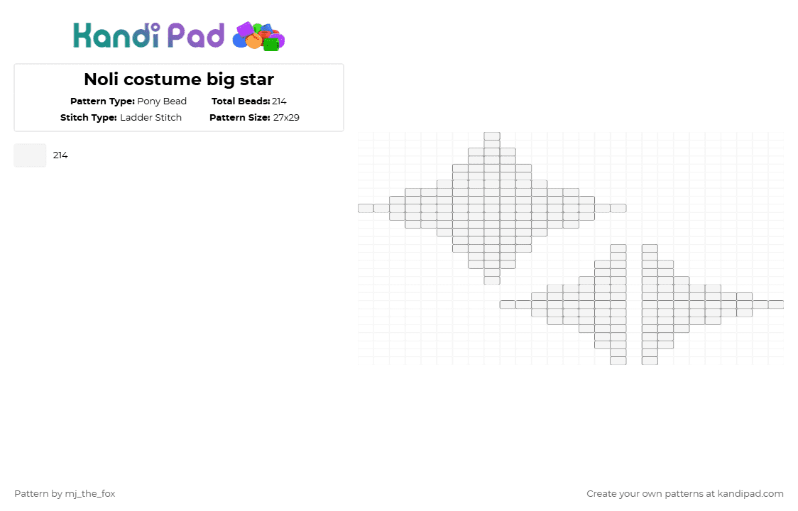 Noli costume big star - Pony Bead Pattern by mj_the_fox on Kandi Pad - white