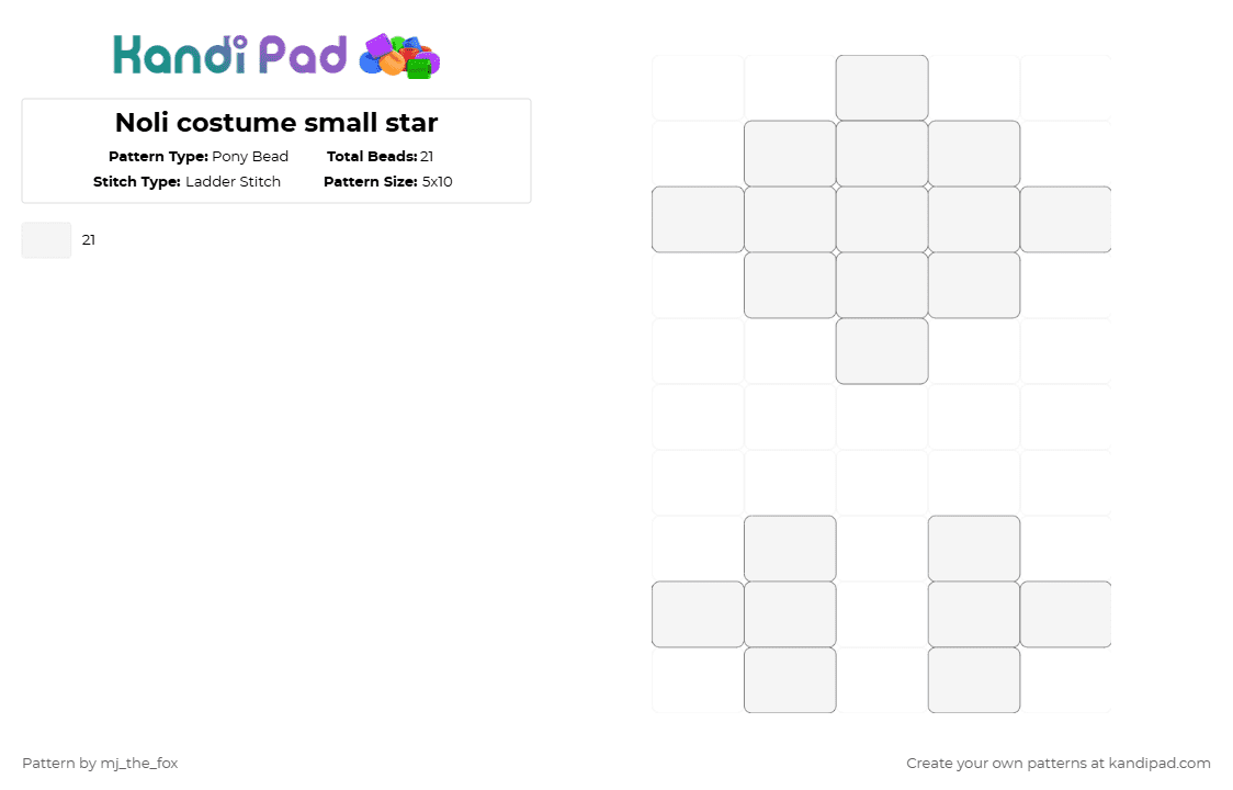 Noli costume small star - Pony Bead Pattern by mj_the_fox on Kandi Pad - white