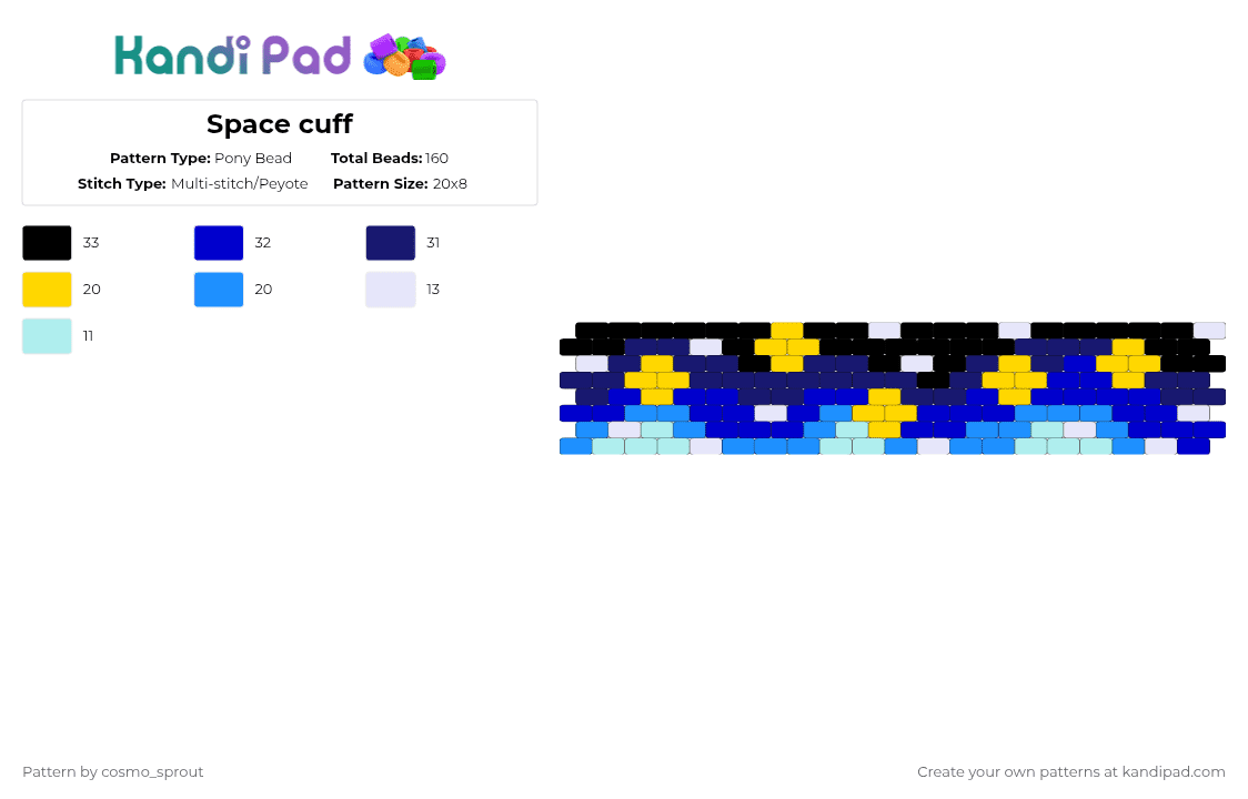 Space cuff - Pony Bead Pattern by cosmo_sprout on Kandi Pad - purple