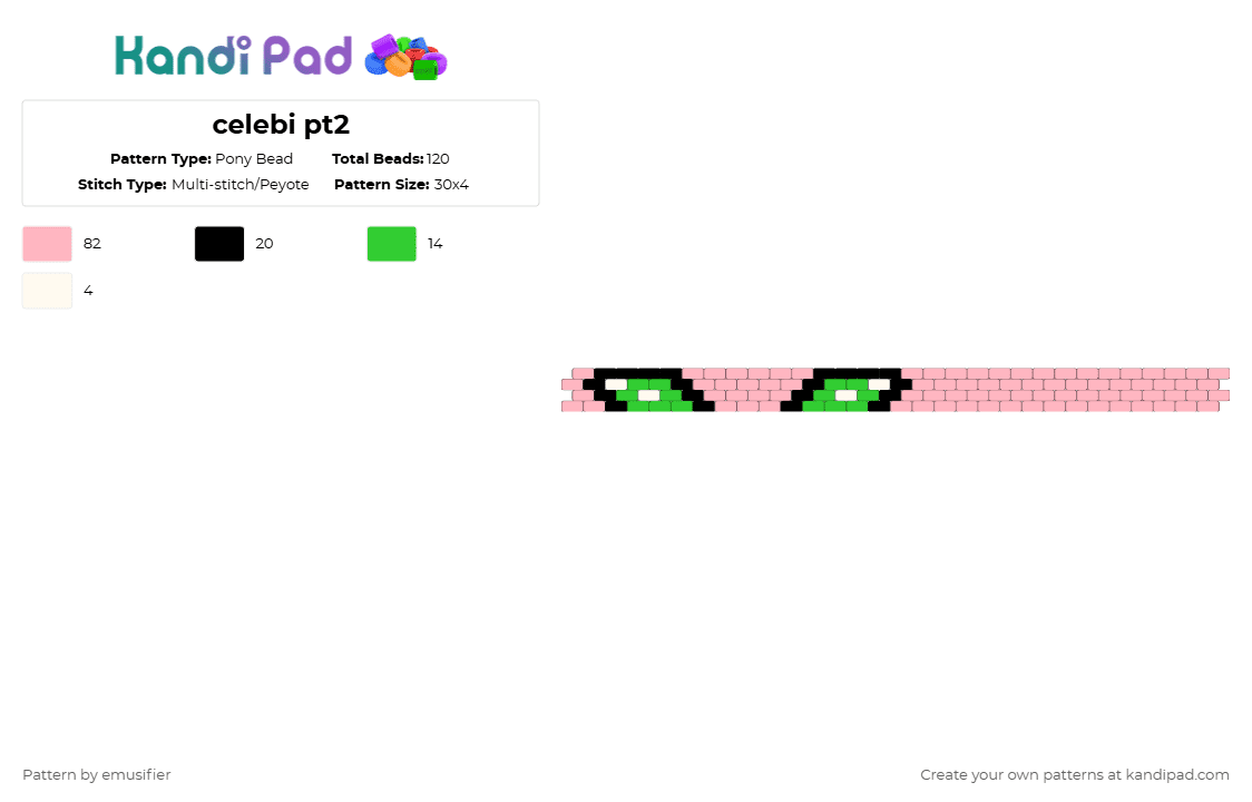 celebi pt2 - Pony Bead Pattern by emusifier on Kandi Pad - pink