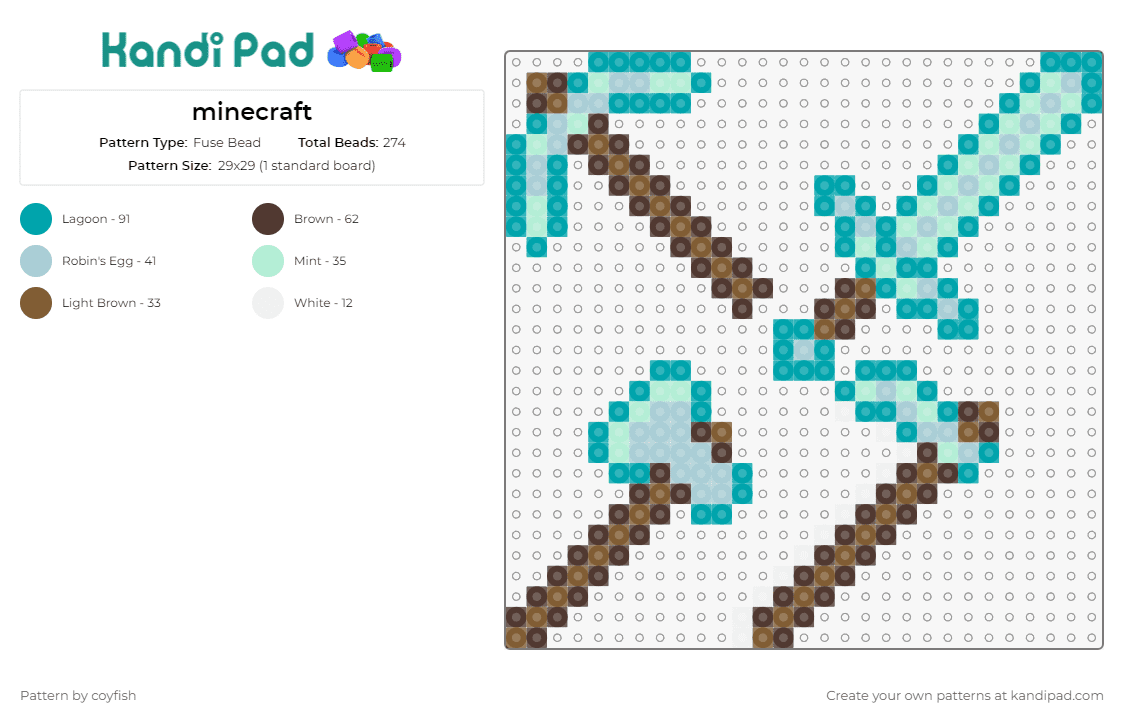 minecraft - Fuse Bead Pattern by coyfish on Kandi Pad - minecraft,tools,video games