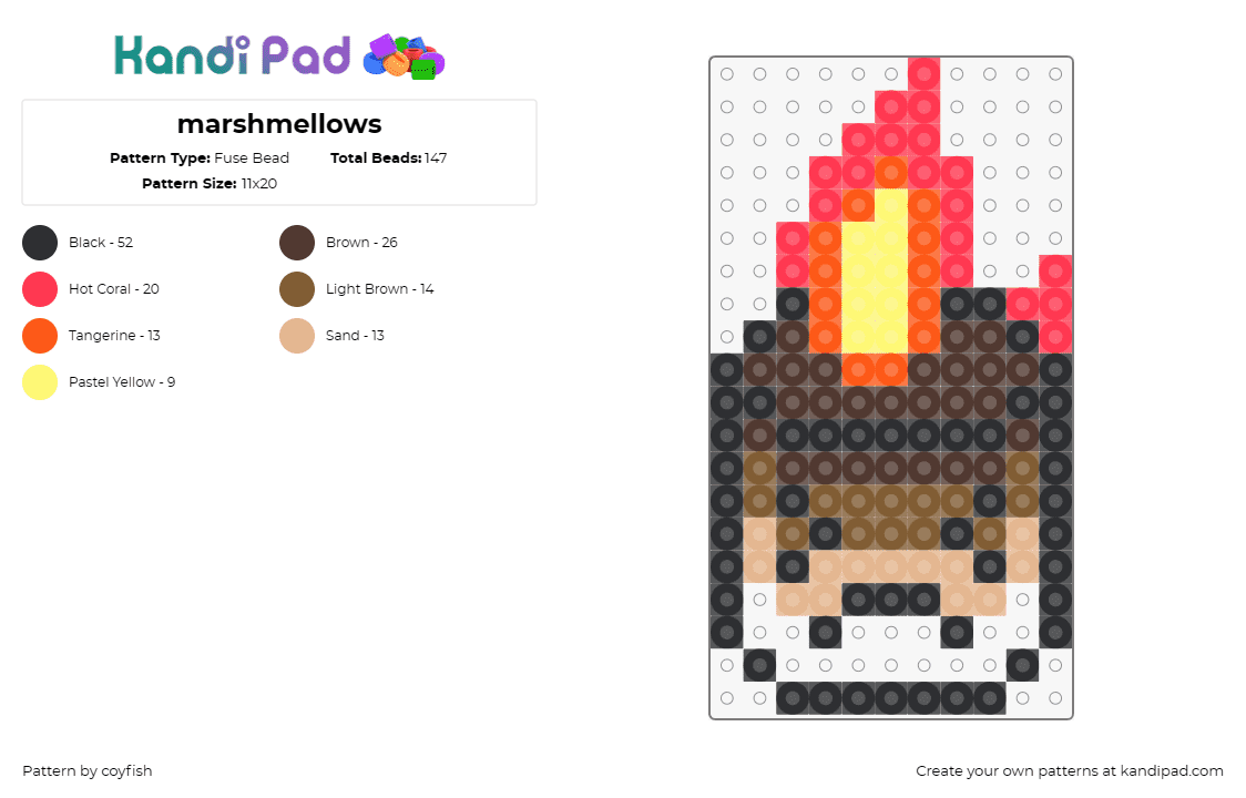 marshmellows - Fuse Bead Pattern by coyfish on Kandi Pad - marshmallow,food,flames,fire,burning