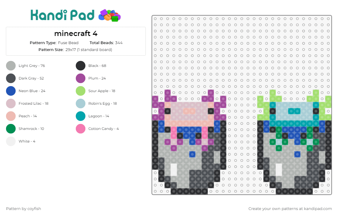 minecraft 4 - Fuse Bead Pattern by coyfish on Kandi Pad - minecraft,video games