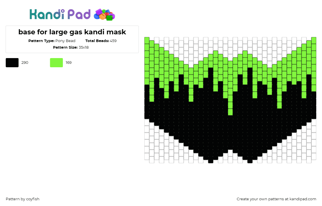 base for large gas kandi mask - Pony Bead Pattern by coyfish on Kandi Pad - slime,drip,mask,acid,green,black