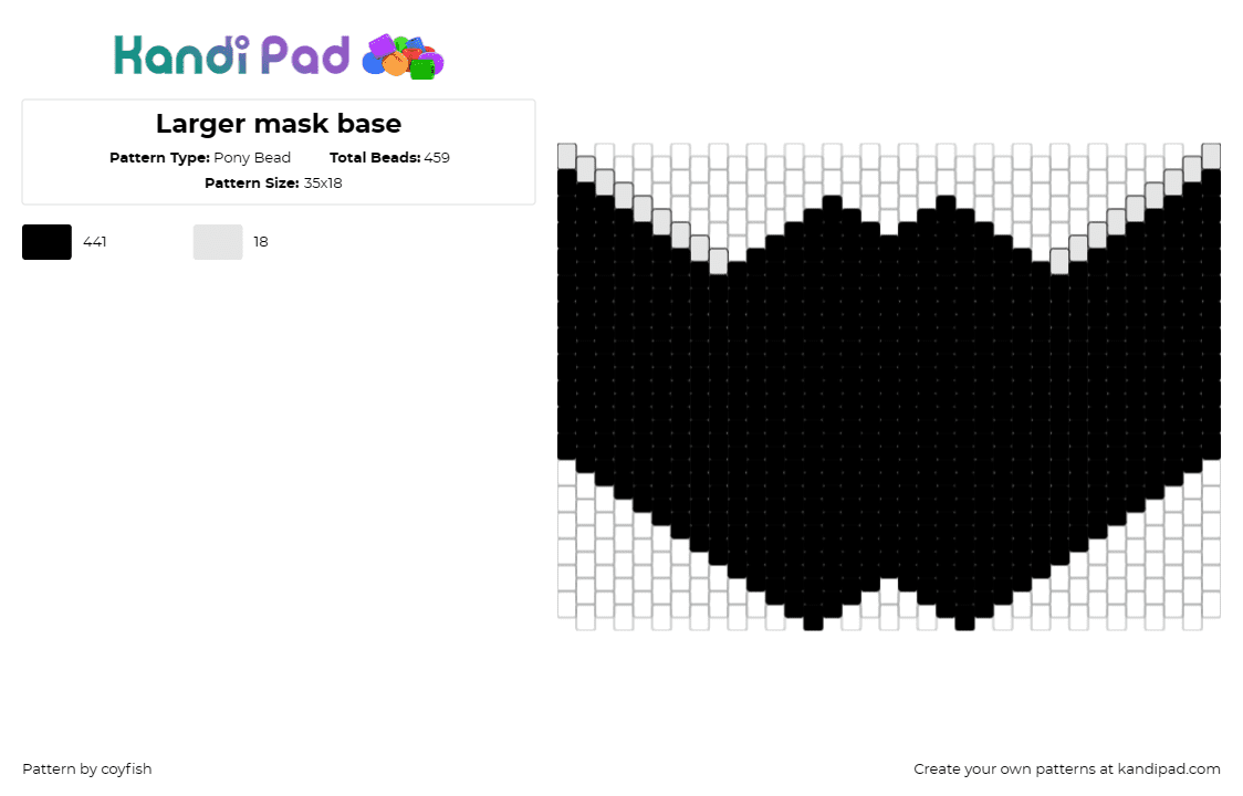 Larger mask base - Pony Bead Pattern by coyfish on Kandi Pad - mask,clothing,clothes