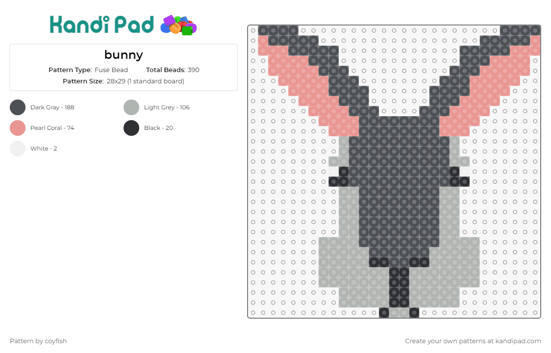 bunny - Fuse Bead Pattern by coyfish on Kandi Pad - bunny,rabbit,animals