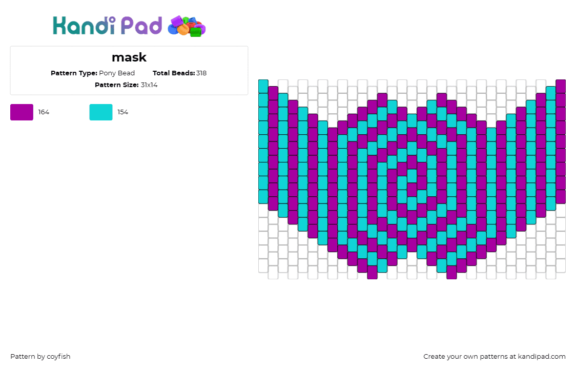 mask - Pony Bead Pattern by coyfish on Kandi Pad - spiral,swirl,trippy,mask,colorful,geometric,teal,purple