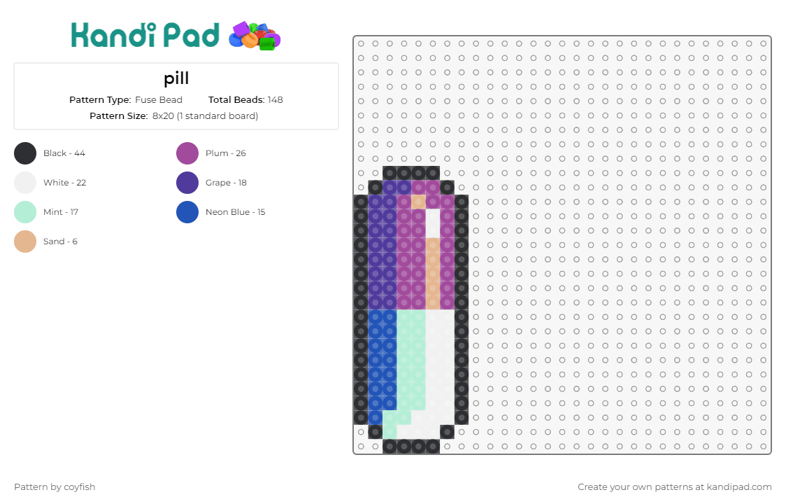 pill - Fuse Bead Pattern by coyfish on Kandi Pad - 