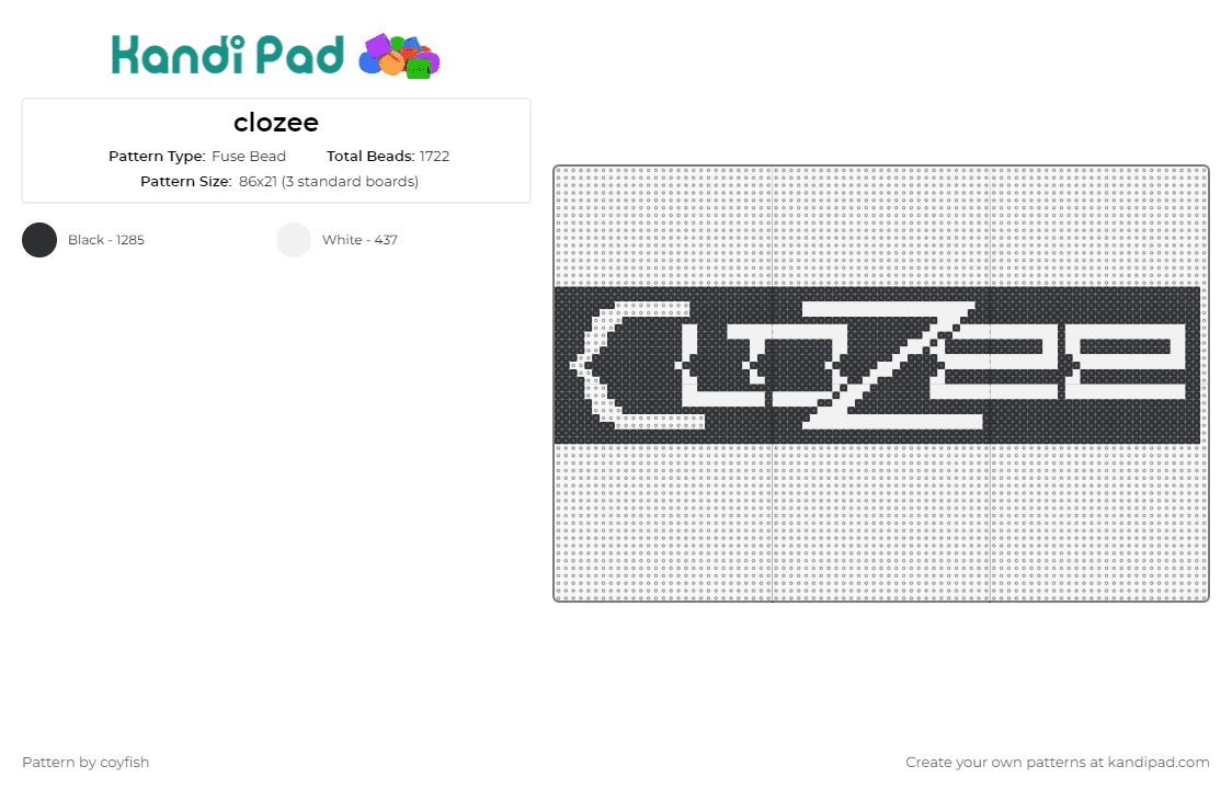 clozee - Fuse Bead Pattern by coyfish on Kandi Pad - clozee,edm,dj,music