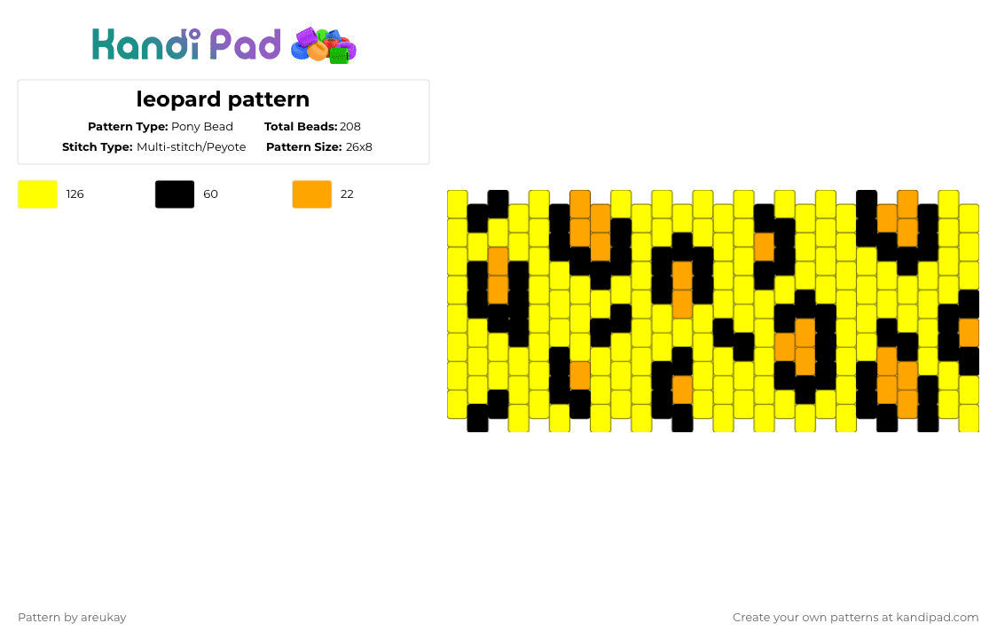 leopard pattern - Pony Bead Pattern by areukay on Kandi Pad - yellow