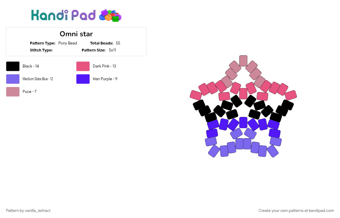 Omni star - Pony Bead Pattern by vanilla_extract on Kandi Pad - pink