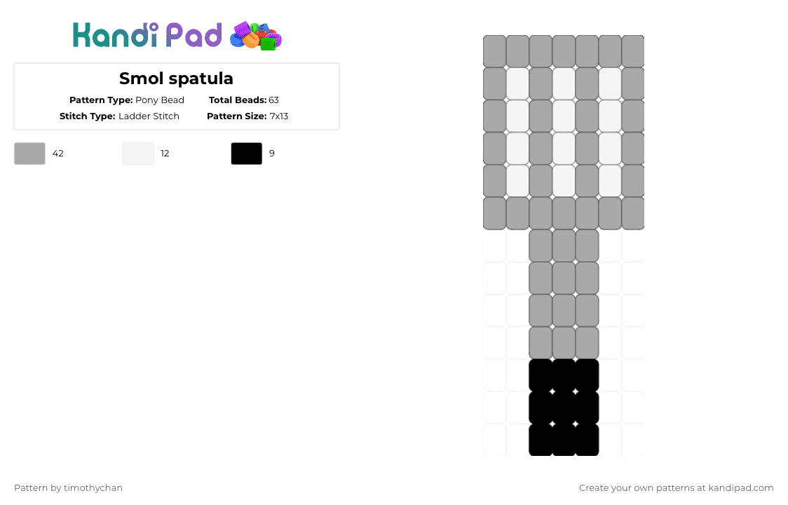 Smol spatula - Pony Bead Pattern by timothychan on Kandi Pad - beige,spatula