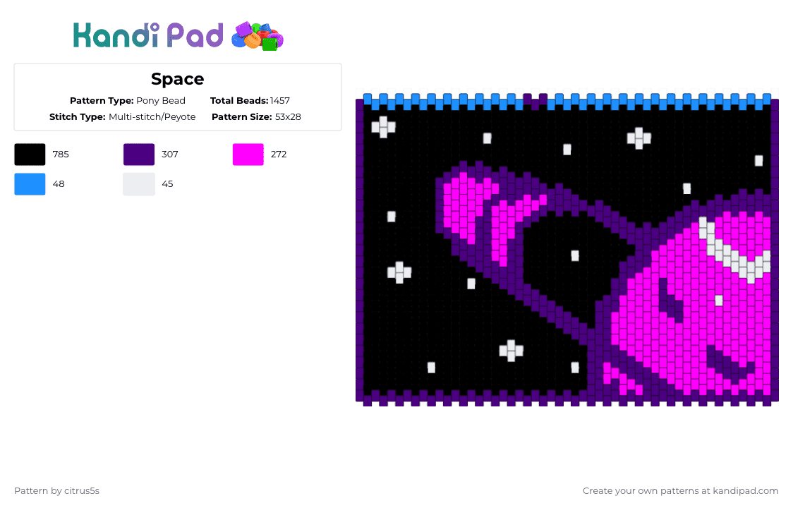 Space - Pony Bead Pattern by citrus5s on Kandi Pad - black,purple,pink