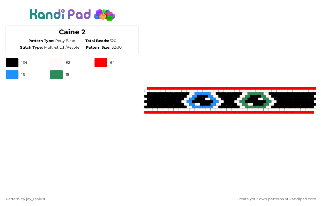 Caine 2 - Pony Bead Pattern by jay_real101 on Kandi Pad - red