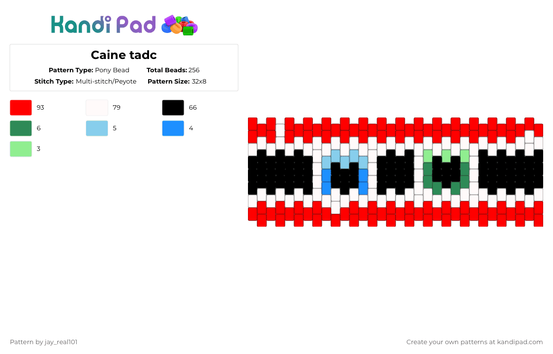 Caine tadc - Pony Bead Pattern by jay_real101 on Kandi Pad - red