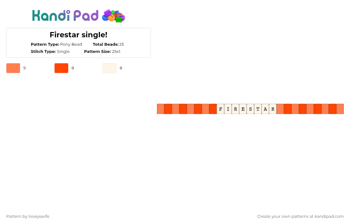 Firestar single! - Pony Bead Pattern by looeyswife on Kandi Pad - orange, red
