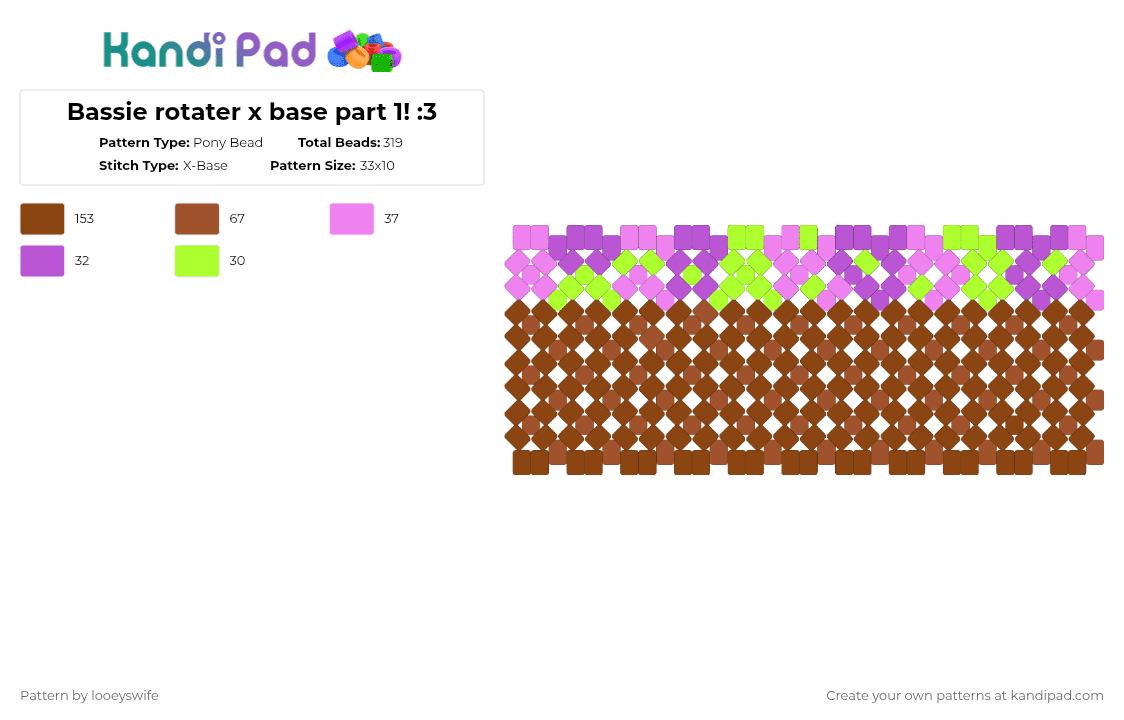 Bassie rotater x base part 1! :3 - Pony Bead Pattern by looeyswife on Kandi Pad - red,bassie,dandys world,x base