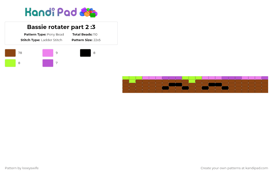 Bassie rotater part 2 :3 - Pony Bead Pattern by looeyswife on Kandi Pad - bassie, dandys world, ladder stitch, red