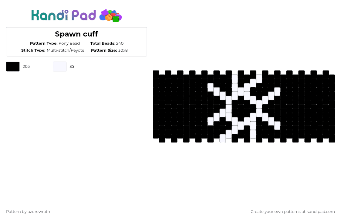 Spawn cuff - Pony Bead Pattern by azurewrath on Kandi Pad - black