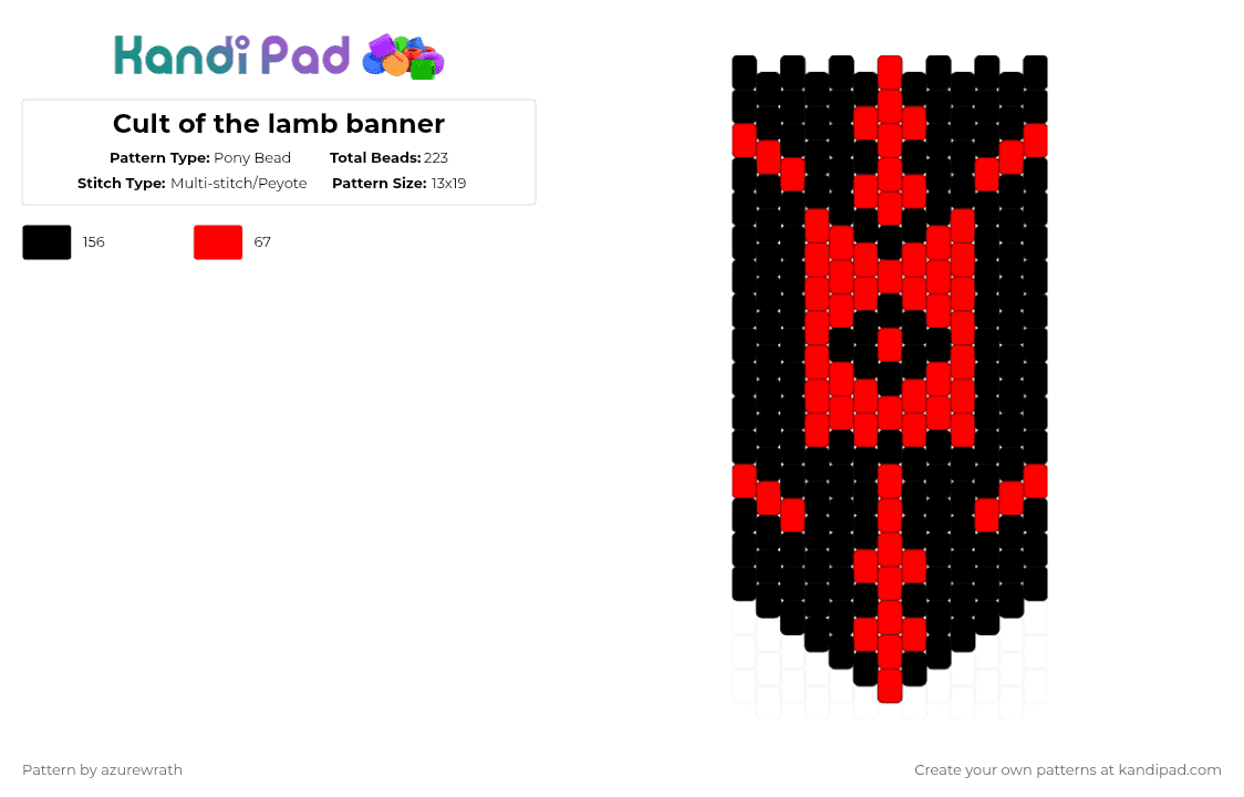 Cult of the lamb banner - Pony Bead Pattern by azurewrath on Kandi Pad - black,red