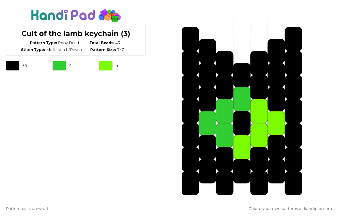 Cult of the lamb keychain (3) - Pony Bead Pattern by azurewrath on Kandi Pad - black