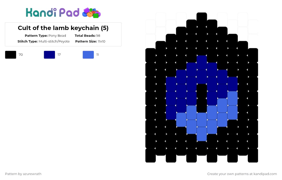 Cult of the lamb keychain (5) - Pony Bead Pattern by azurewrath on Kandi Pad - black,purple,blue