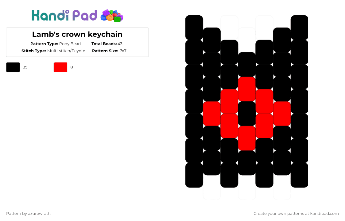 Lamb\'s crown keychain - Pony Bead Pattern by azurewrath on Kandi Pad - black