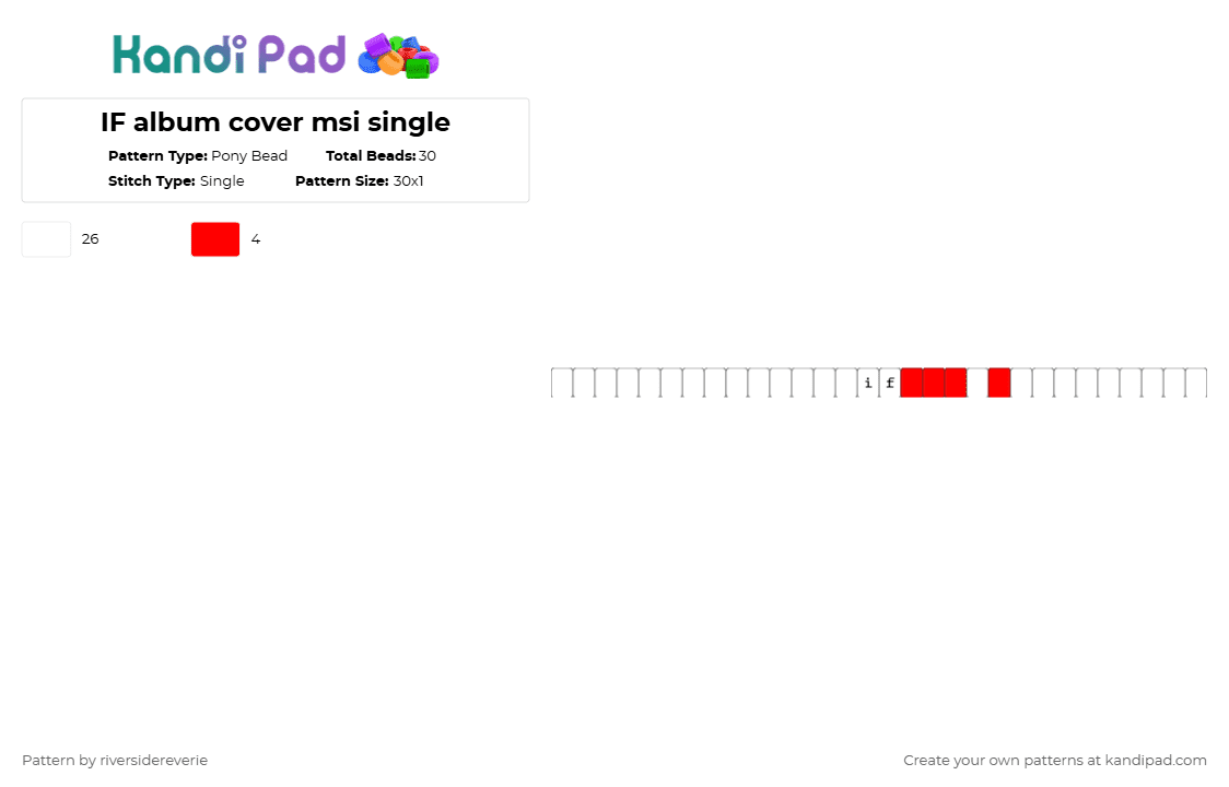 IF album cover msi single - Pony Bead Pattern by riversidereverie on Kandi Pad - white