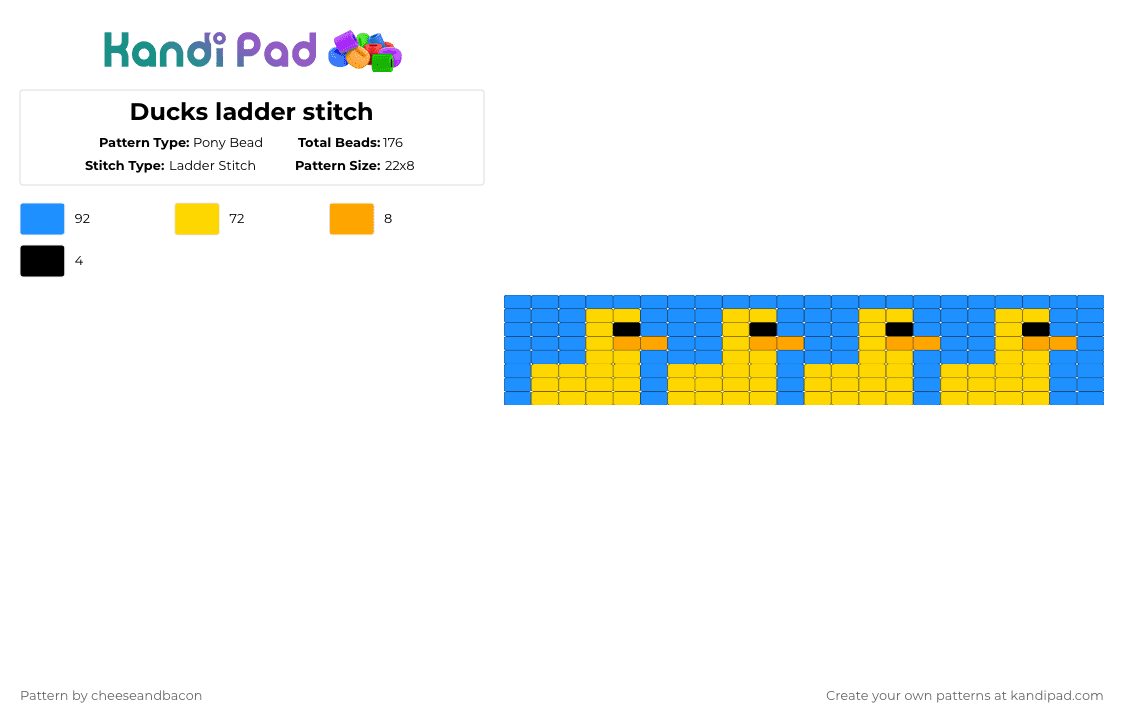 Ducks ladder stitch - Pony Bead Pattern by deleted_user_839476 on Kandi Pad - light blue,yellow