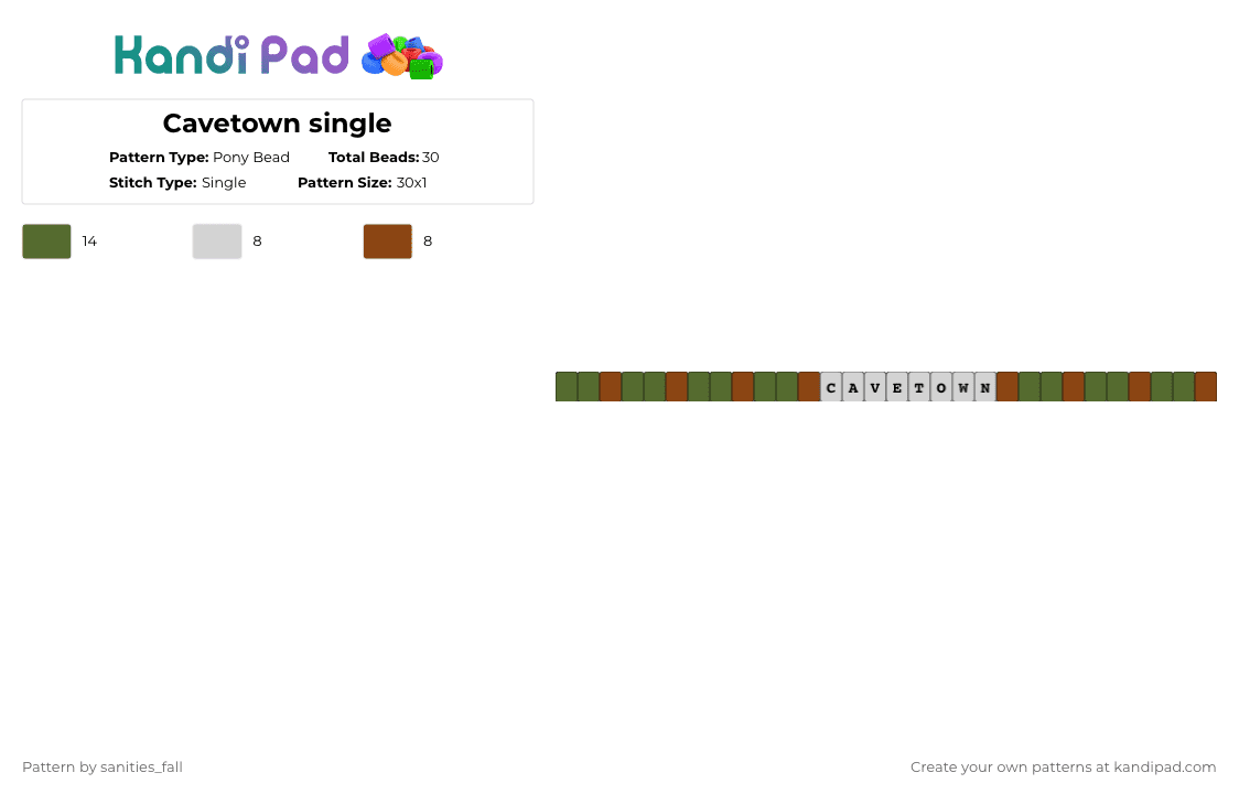 Cavetown single - Pony Bead Pattern by levi_l1k3s_svnitiesfa11 on Kandi Pad - gold,red