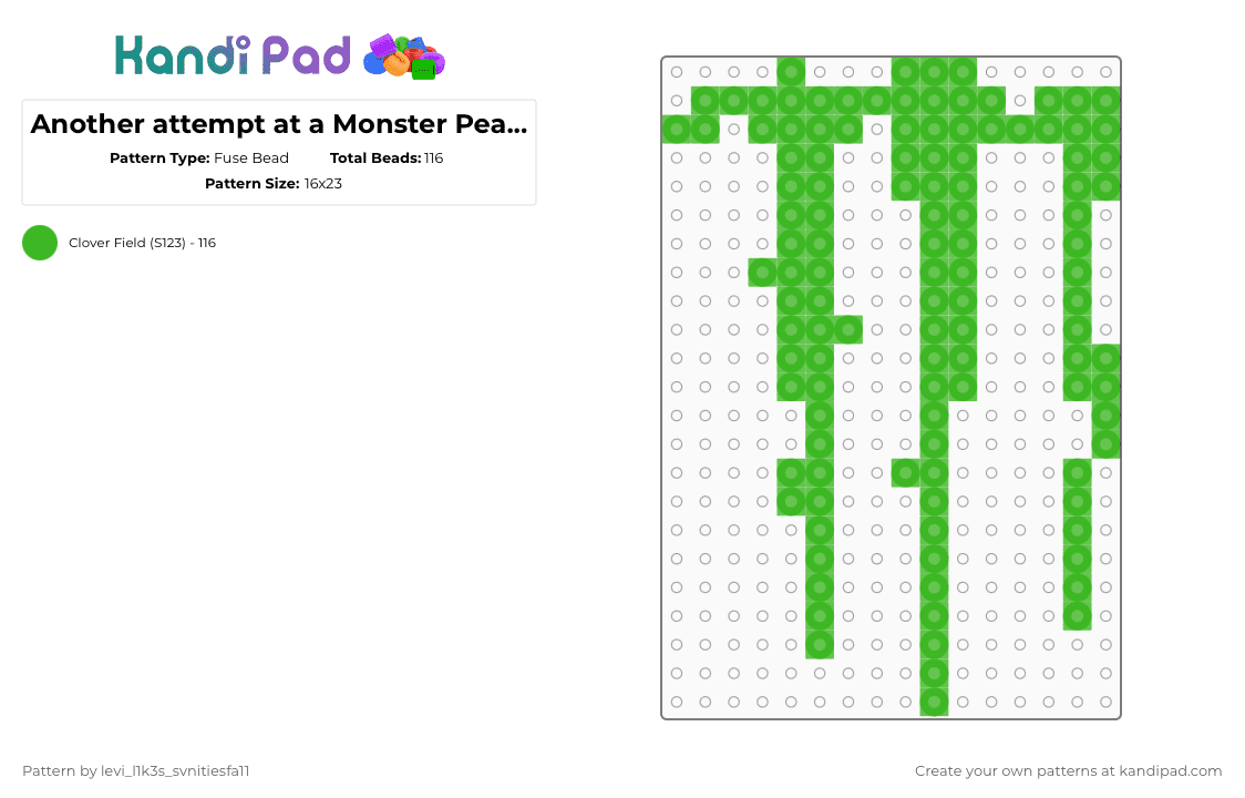 Another attempt at a Monster Pearler :D - Fuse Bead Pattern by levi_l1k3s_svnitiesfa11 on Kandi Pad - 