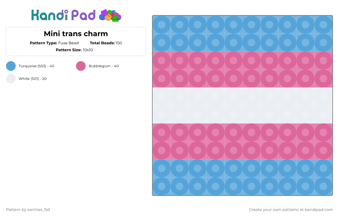 Mini trans charm - Fuse Bead Pattern by levi_l1k3s_svnitiesfa11 on Kandi Pad - 
