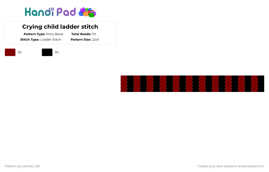 Crying child ladder stitch - Pony Bead Pattern by levi_l1k3s_svnitiesfa11 on Kandi Pad - brown,black