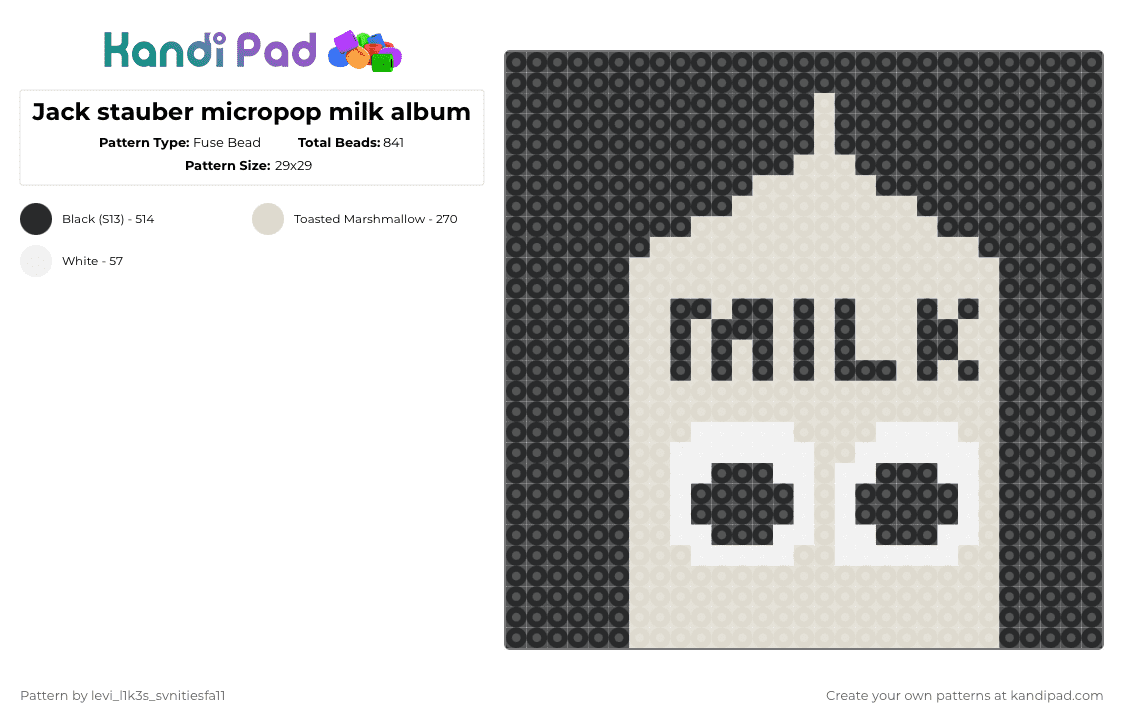 Jack stauber micropop milk album - Fuse Bead Pattern by levi_l1k3s_svnitiesfa11 on Kandi Pad - beige