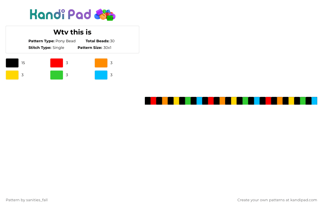 Wtv this is - Pony Bead Pattern by levi_l1k3s_svnitiesfa11 on Kandi Pad - black,orange,green,colorful,cotdboldcolors
