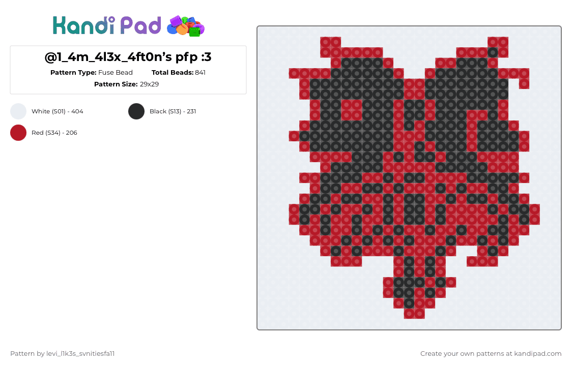 @1_4m_4l3x_4ft0n’s pfp :3 - Fuse Bead Pattern by levi_l1k3s_svnitiesfa11 on Kandi Pad - red,white