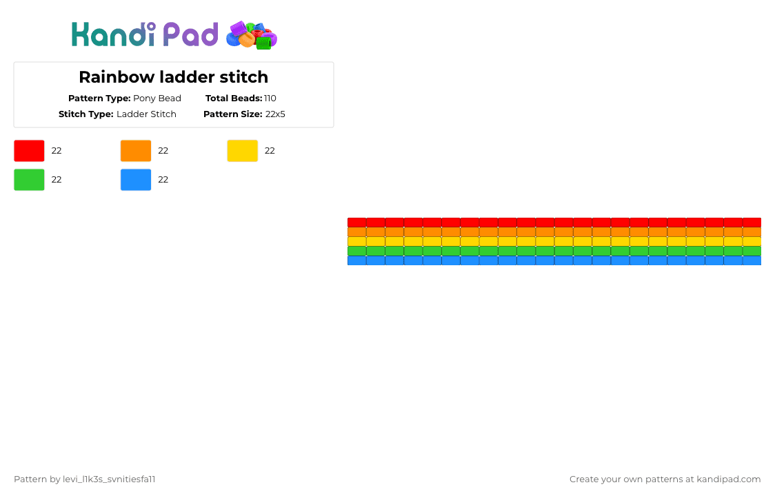 Rainbow ladder stitch - Pony Bead Pattern by levi_l1k3s_svnitiesfa11 on Kandi Pad - orange,green,colorful