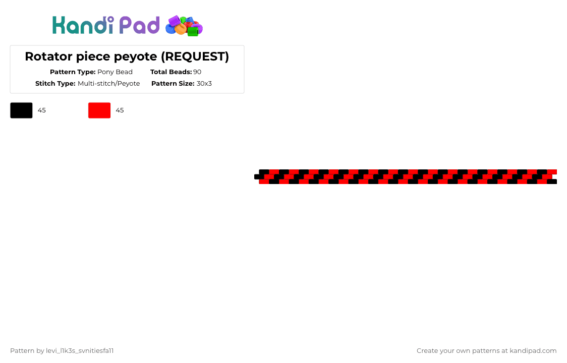 Rotator piece peyote (REQUEST) - Pony Bead Pattern by levi_l1k3s_svnitiesfa11 on Kandi Pad - black,red,rotator,peyote