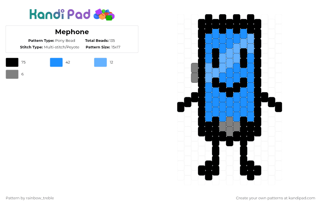 Mephone - Pony Bead Pattern by rainbow_treble on Kandi Pad - light blue,inanimate insanity,ii,mephone,mephone4