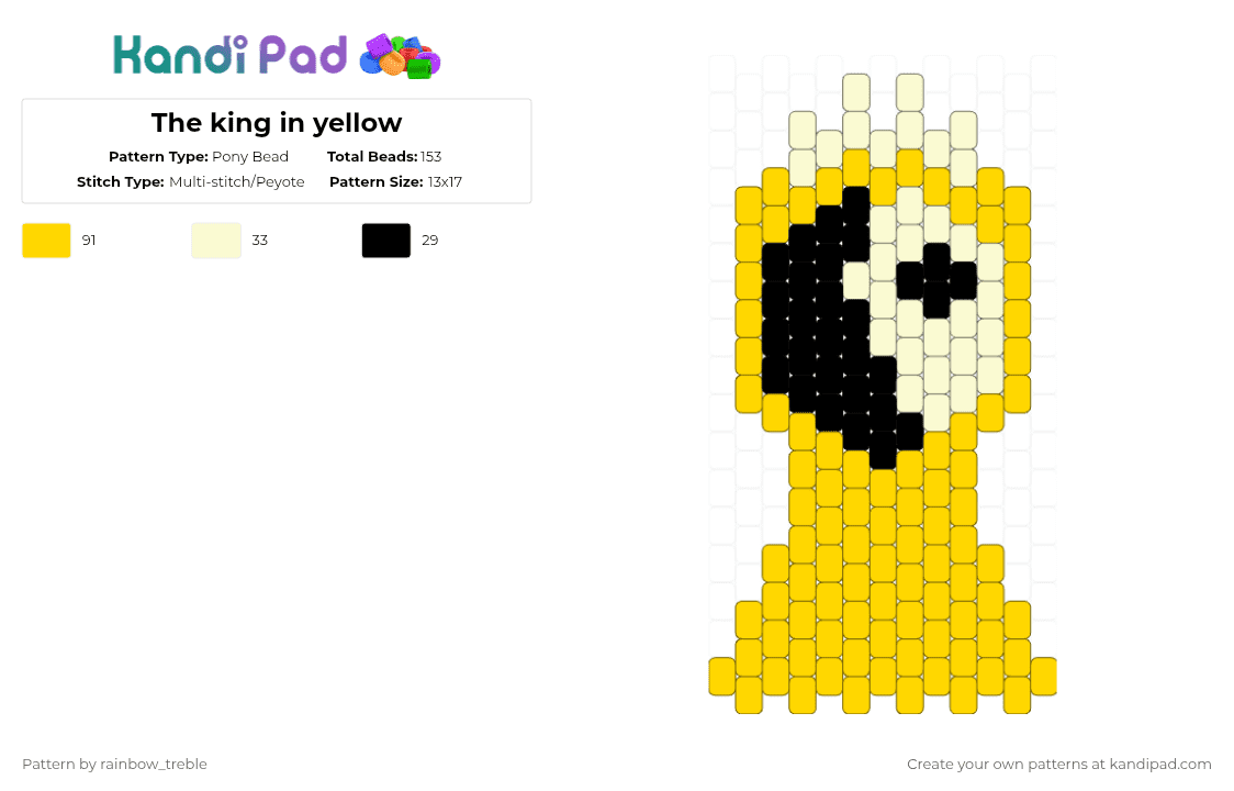 The king in yellow - Pony Bead Pattern by rainbow_treble on Kandi Pad - yellow,white