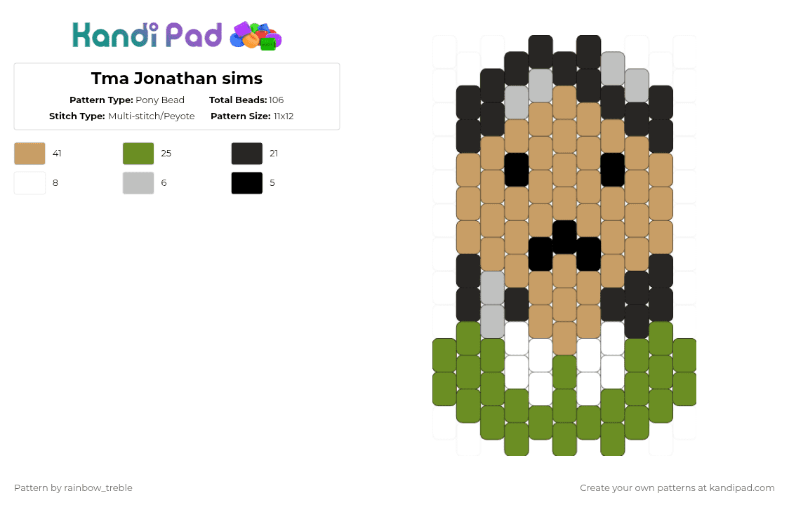 Tma Jonathan sims - Pony Bead Pattern by rainbow_treble on Kandi Pad - beige, green, jonathan sims, magnus archives