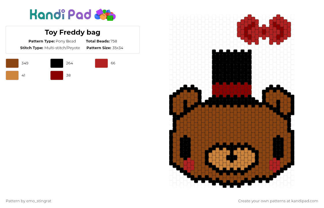 Toy Freddy bag - Pony Bead Pattern by emo_stingrat on Kandi Pad - red
