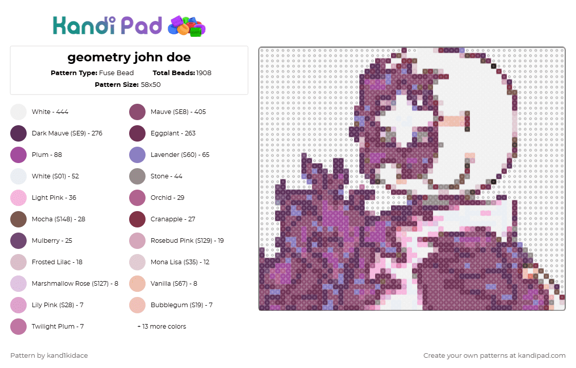 geometry john doe - Fuse Bead Pattern by gambits on Kandi Pad - pink,forsaken,roblox,john doe,arg,tutorials,devvydoestutorials