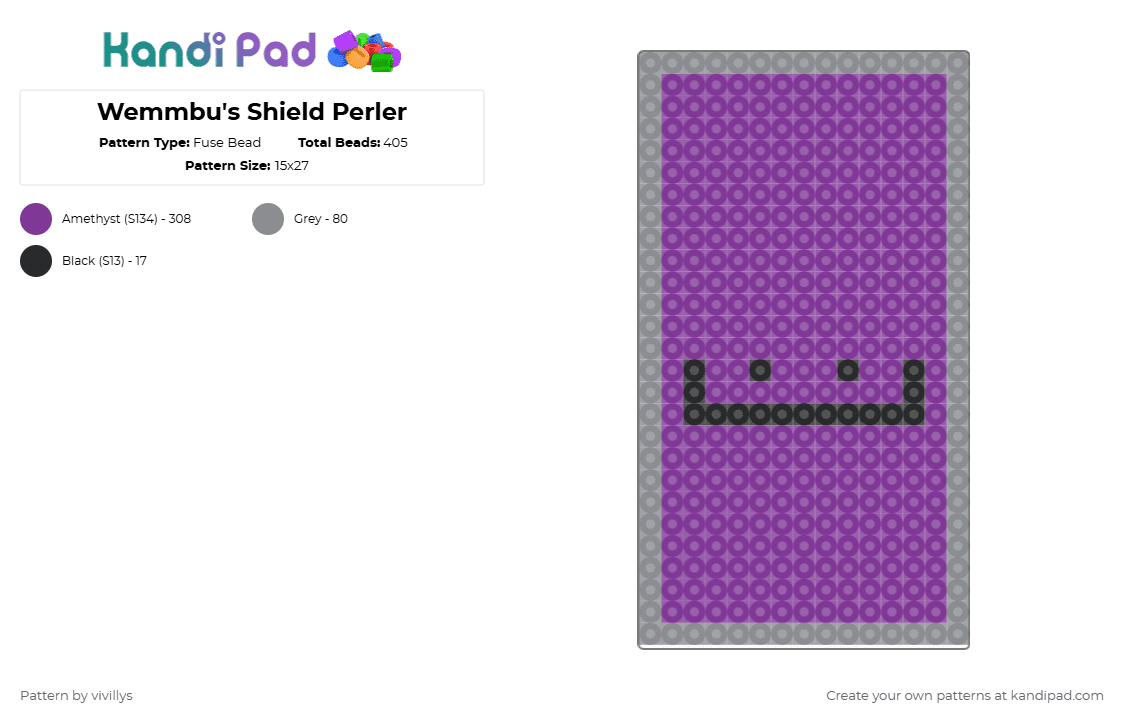 Wemmbu\'s Shield Perler - Fuse Bead Pattern by gambits on Kandi Pad - pink,minecraft,unstable smp,wemmbu,shield,smp