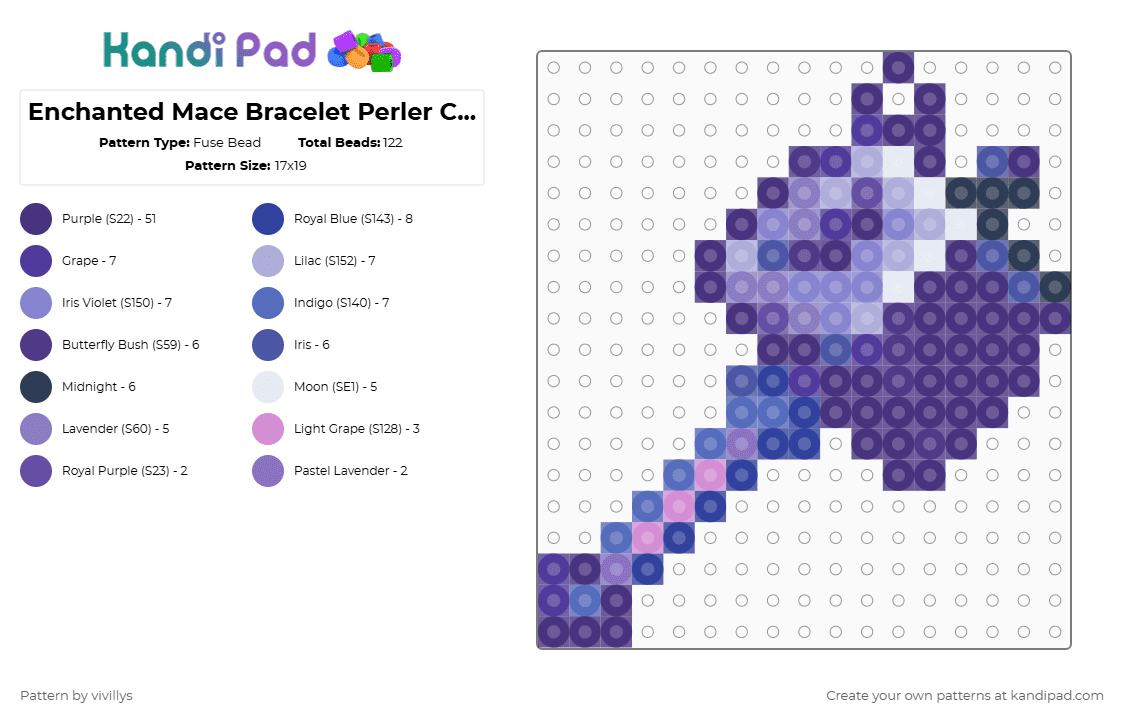 Enchanted Mace Bracelet Perler Charm - Fuse Bead Pattern by gambits on Kandi Pad - purple,minecraft,smp,weapon,cool,enchanted,wemmbu,mace