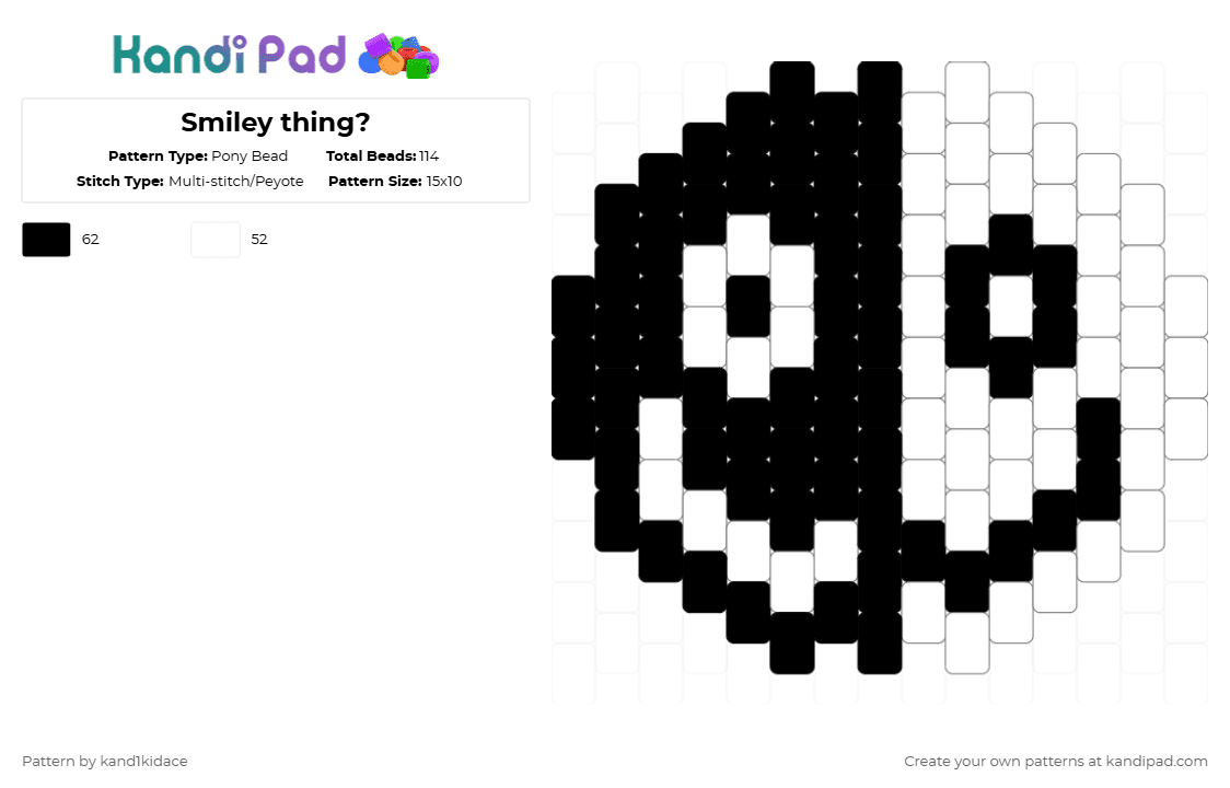 Smiley thing? - Pony Bead Pattern by gambits on Kandi Pad - black,white,forsaken,yaai,smiley