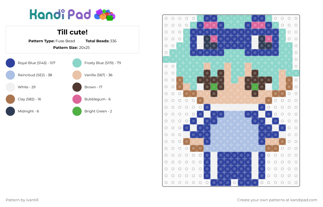 Till cute! - Fuse Bead Pattern by ivantill on Kandi Pad - purple,light blue